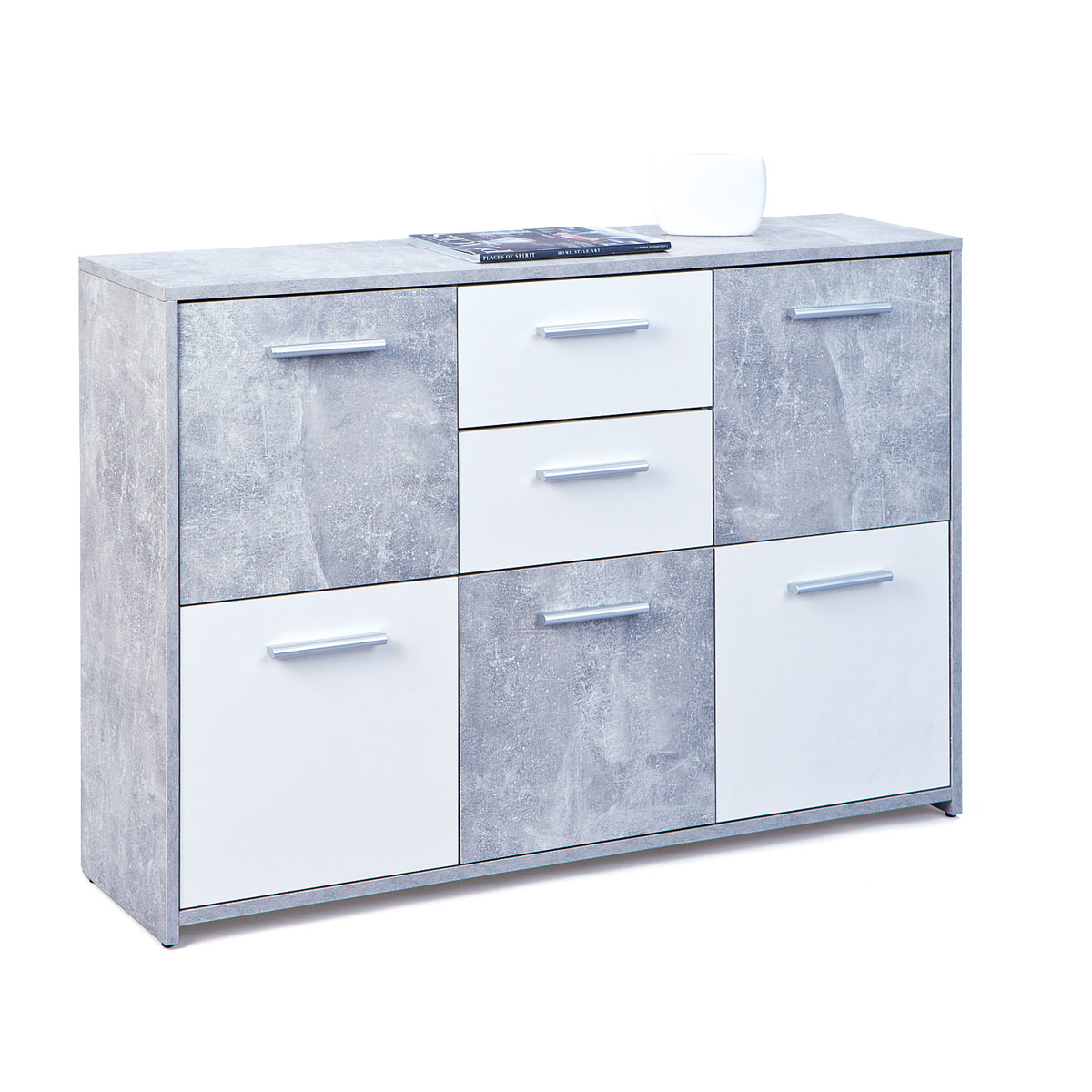 Inter Link FSC Kommode „Flavius“, Beton-weiß, 115x77x30 cm Bild 4