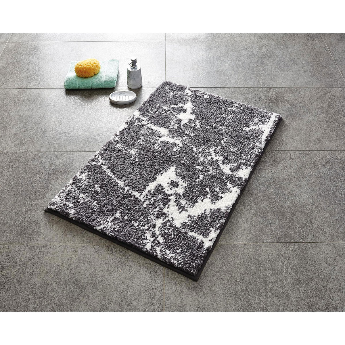 Ridder  Teppich Marmor 60 x 90 cm grau-weiß Polyester-Microfaser Bild 2