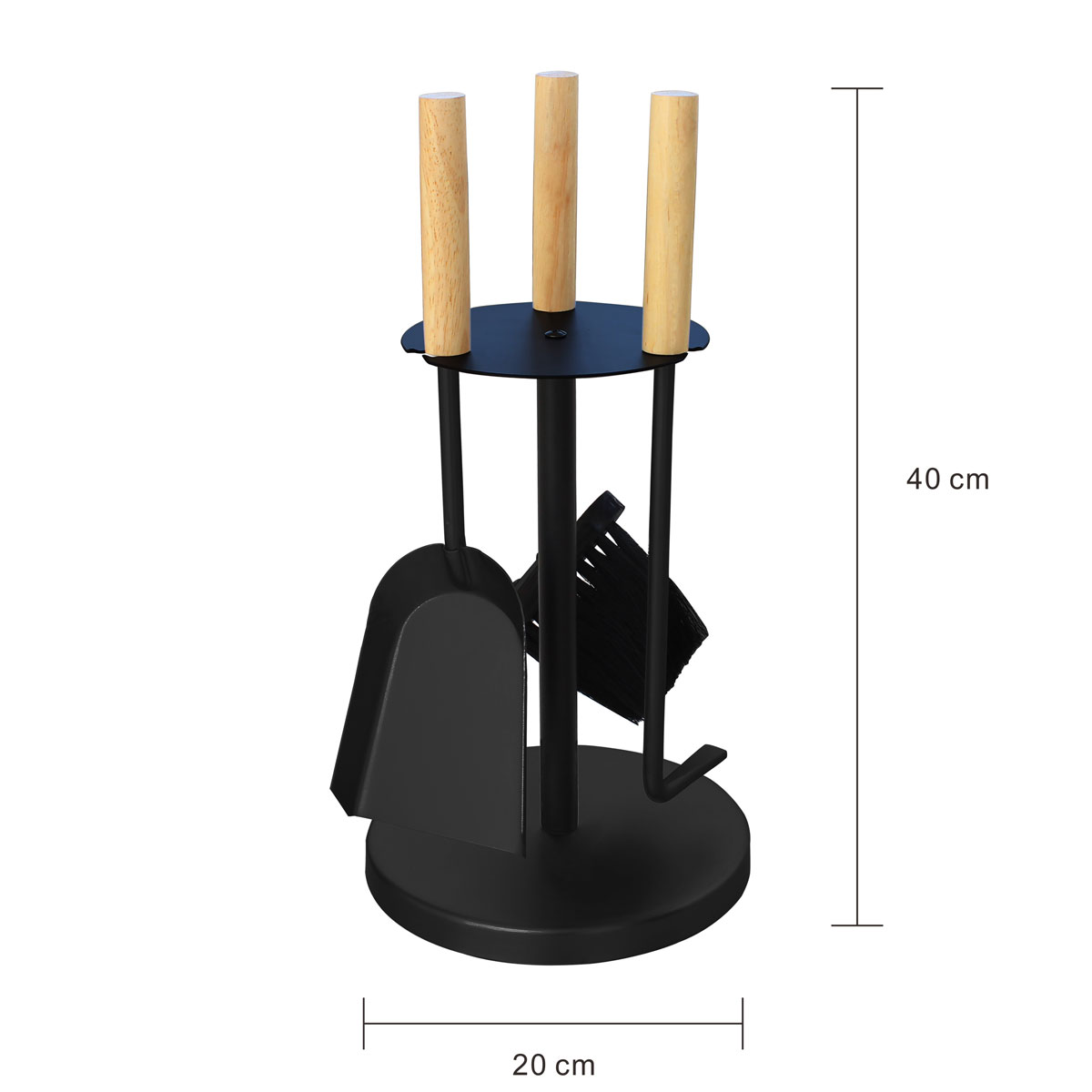 MyFireTool Kaminofenbesteck 3tlg., Farbe: Schwarz, Pulverbeschichtet, Holzgriffe Bild 4