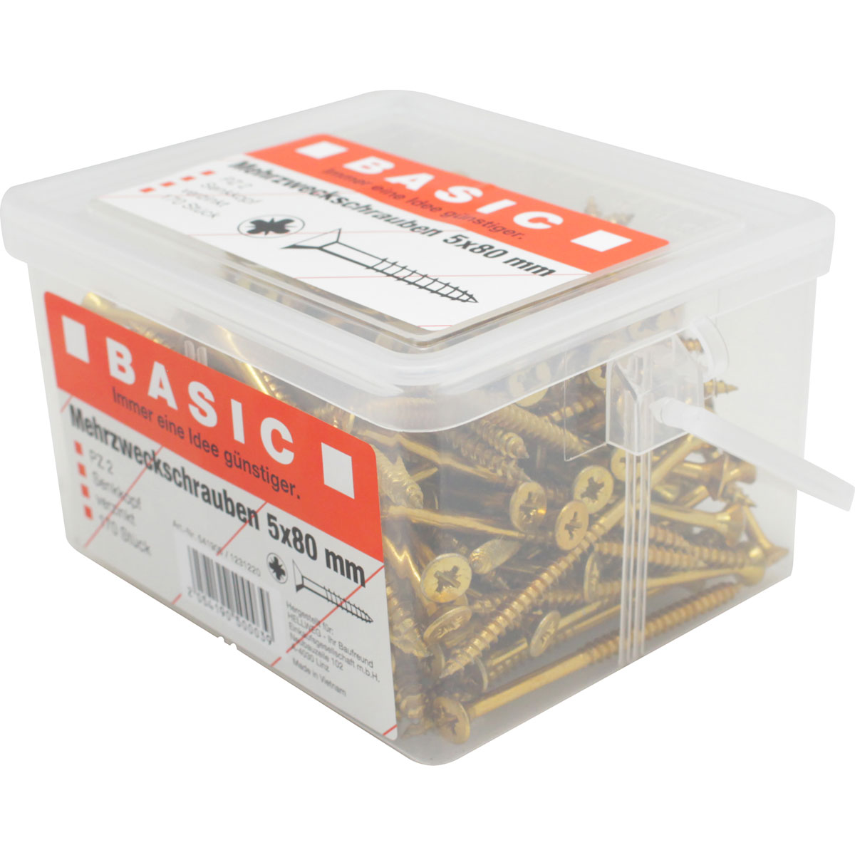 Basic Mehrzweckschrauben 5,0 x 80 mm 170 Stück im Eimer Bild 3