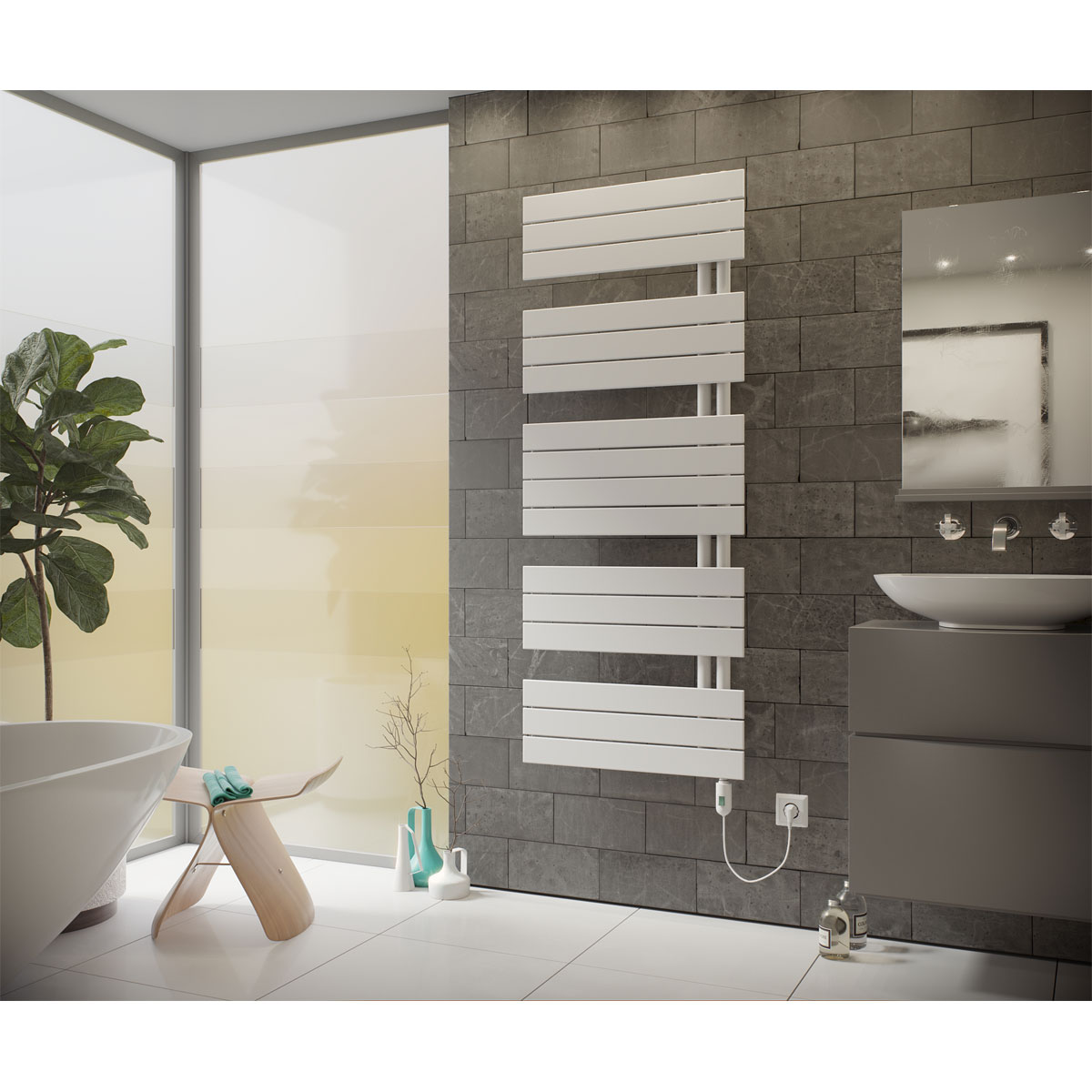 Ximax  Elektrischer Handtuchwärmer P2-Open 1195 x 600 mm 600 Watt Typ 2 Weiß Bild 1