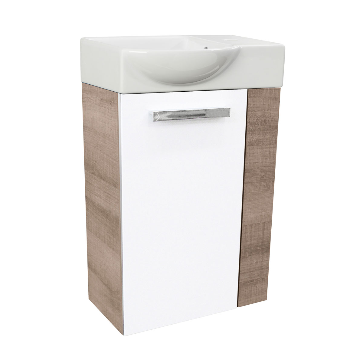 Fackelmann  Gäste-WC Waschtischunterschrank links SBC 440 x 600 x 243 mm Graueiche/Weiß Bild 2