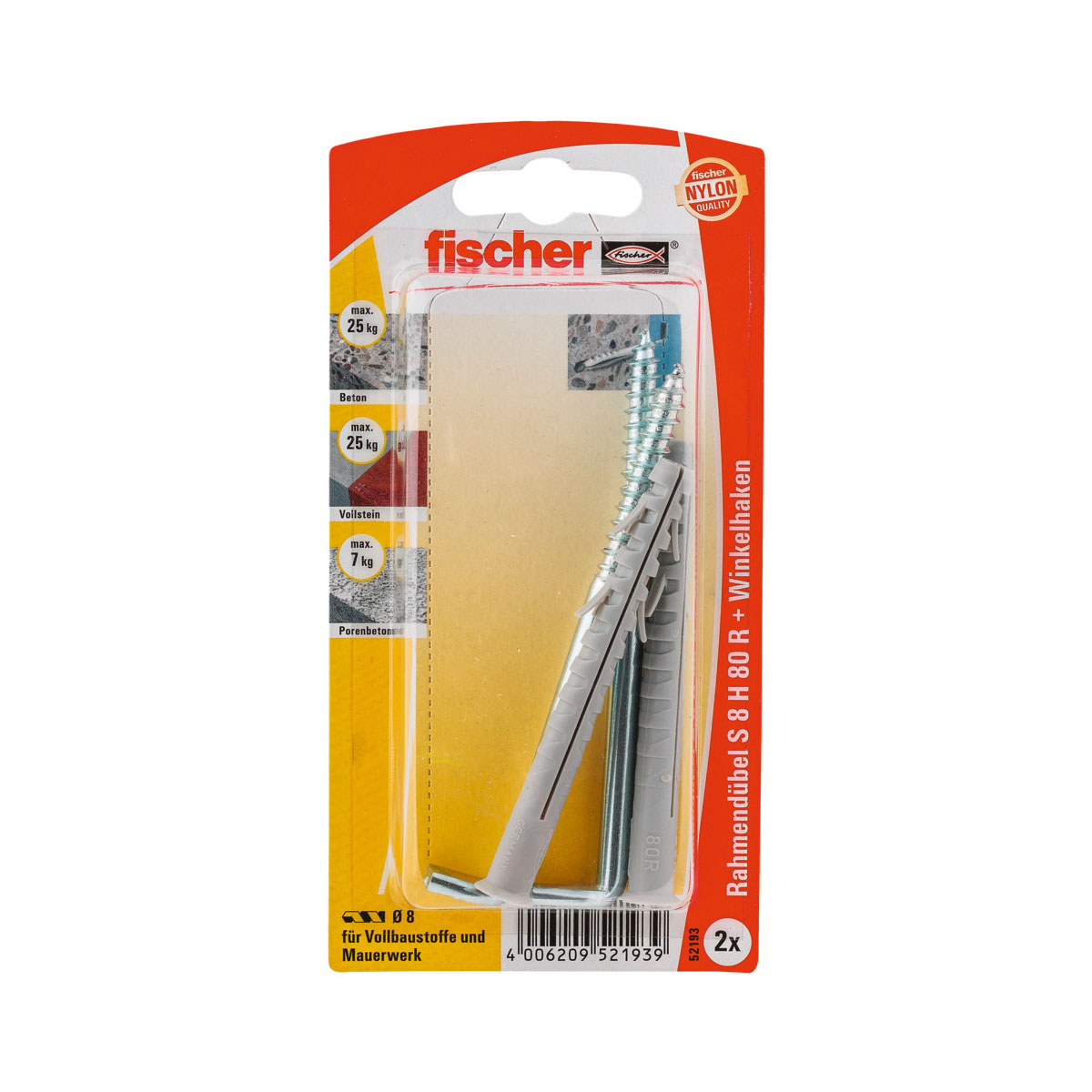 Fischer  Rahmendübel S 8 H RW 2 Stück