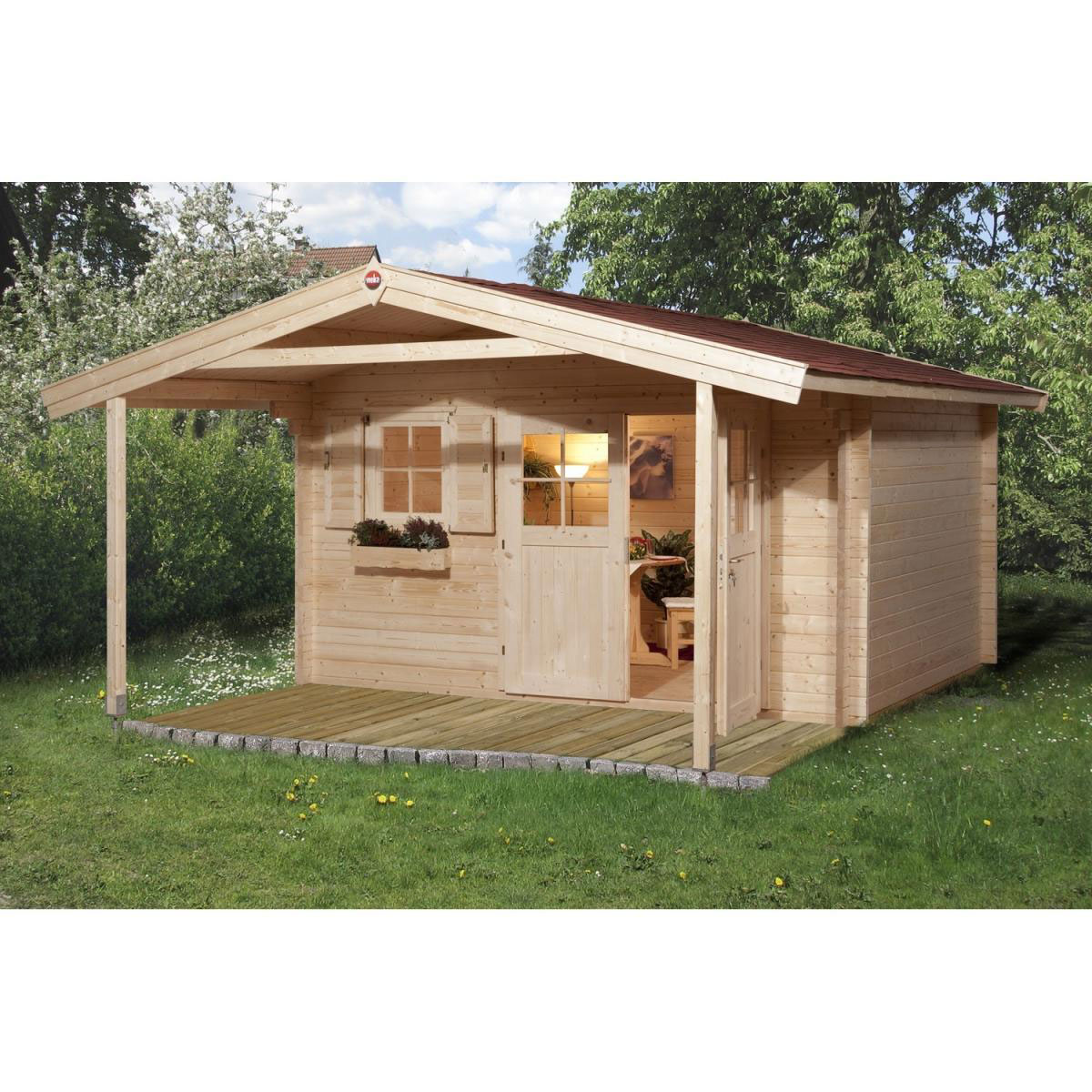 Weka Gartenhaus 111 A Größe 1/2/3 mit Vordach 460 x 460 x 262 cm