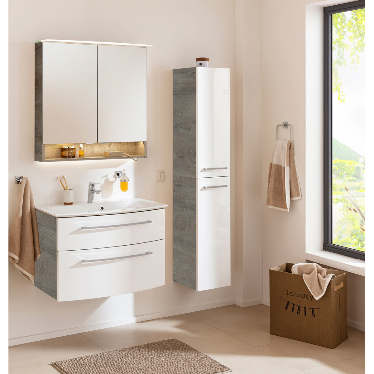 Fackelmann  Hochschrank rechts B.Style 300 x 1620 x 316 mm Nature Oak/Weiß Bild 3