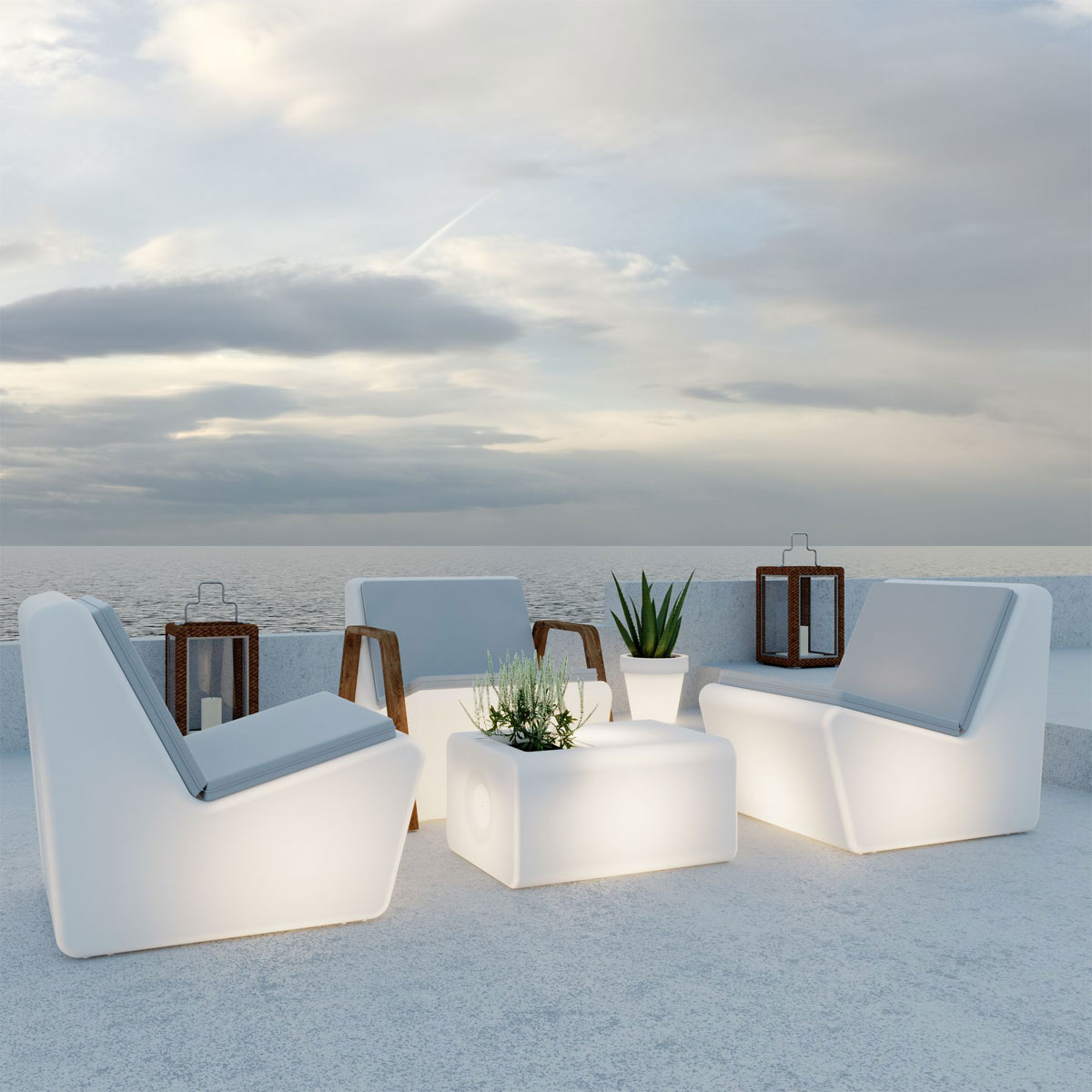 NewGarden LED-Gartensessel Tarida Sit 66 mit Armlehnen weiß Bild 2