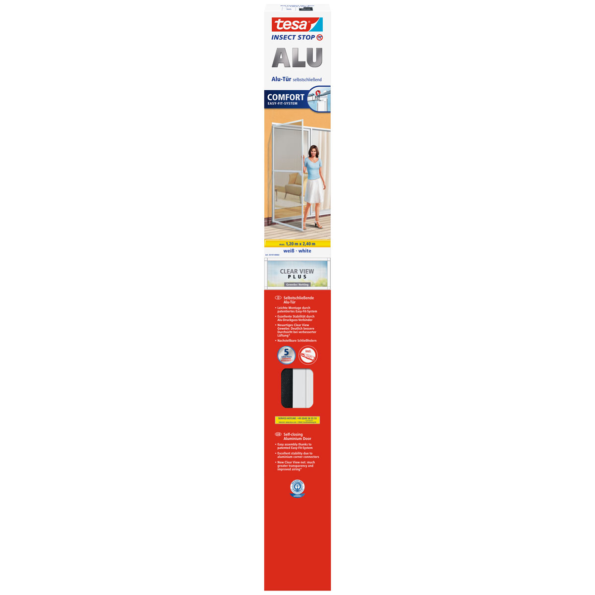 Tesa Fliegengitter ALU Comfort Tür XL weiß 1,20m x 2,10m