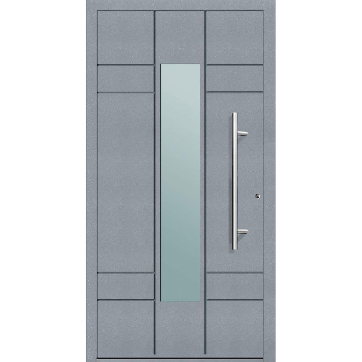 Aluminium Sicherheits-Haustür Como Exklusiv 75 mm grau 110 x 210 cm Anschlag rechts inkl Griffset
