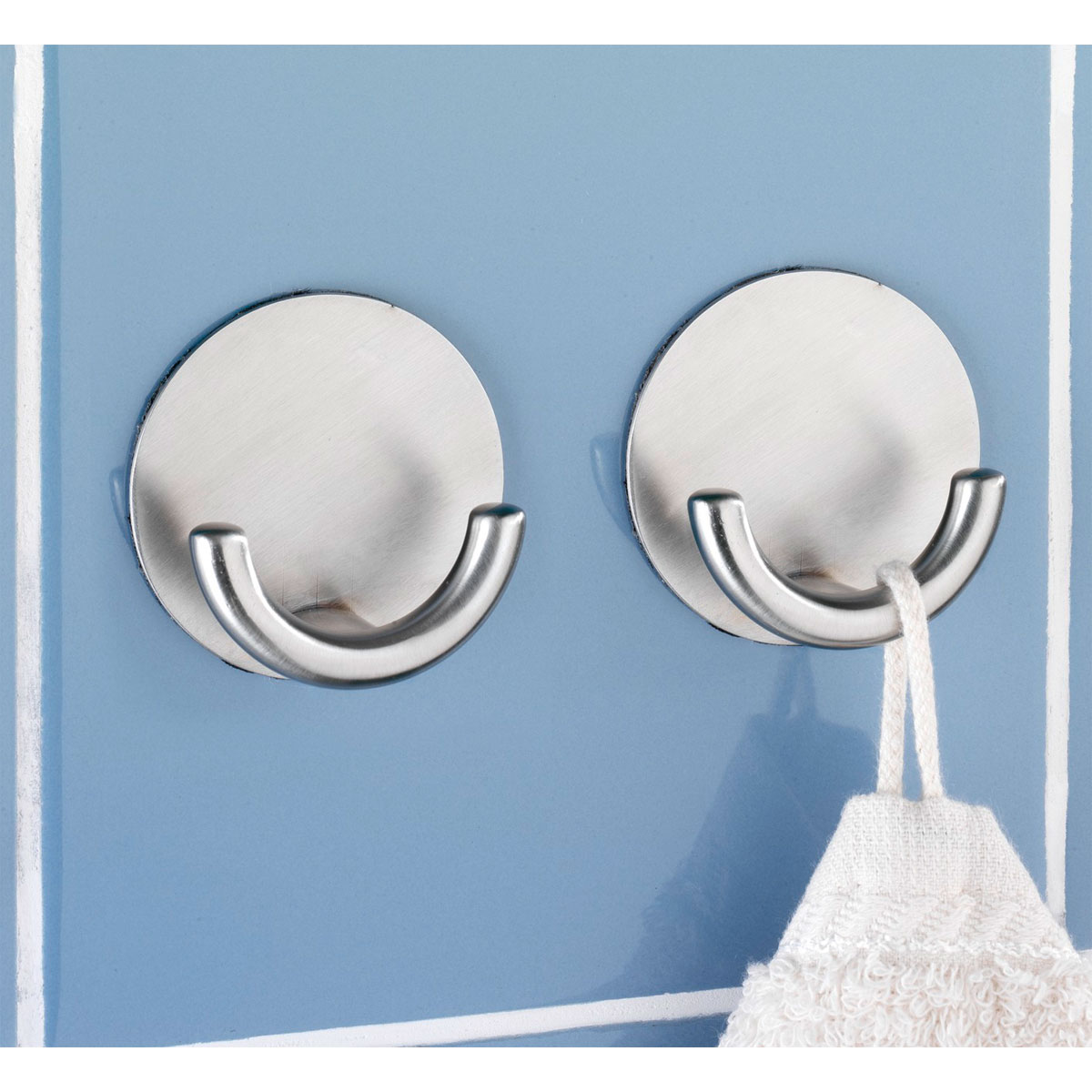 Wenko  Wandhaken Rondo matt 4er Set Edelstahl selbstklebend rostfrei Bild 3