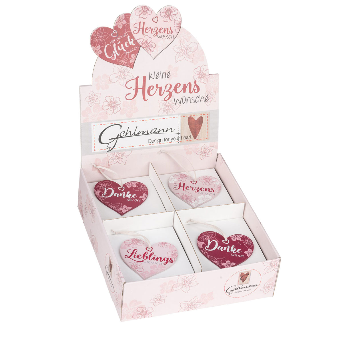 Holzherzen 9 x 9 cm rosa-pink 48 Stück