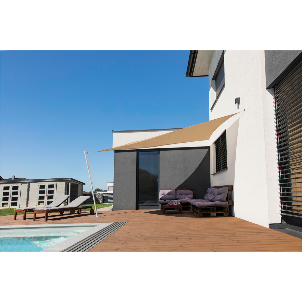 Dreieck-Segel Capri 5 x 5 x 5 m reed Bild 1