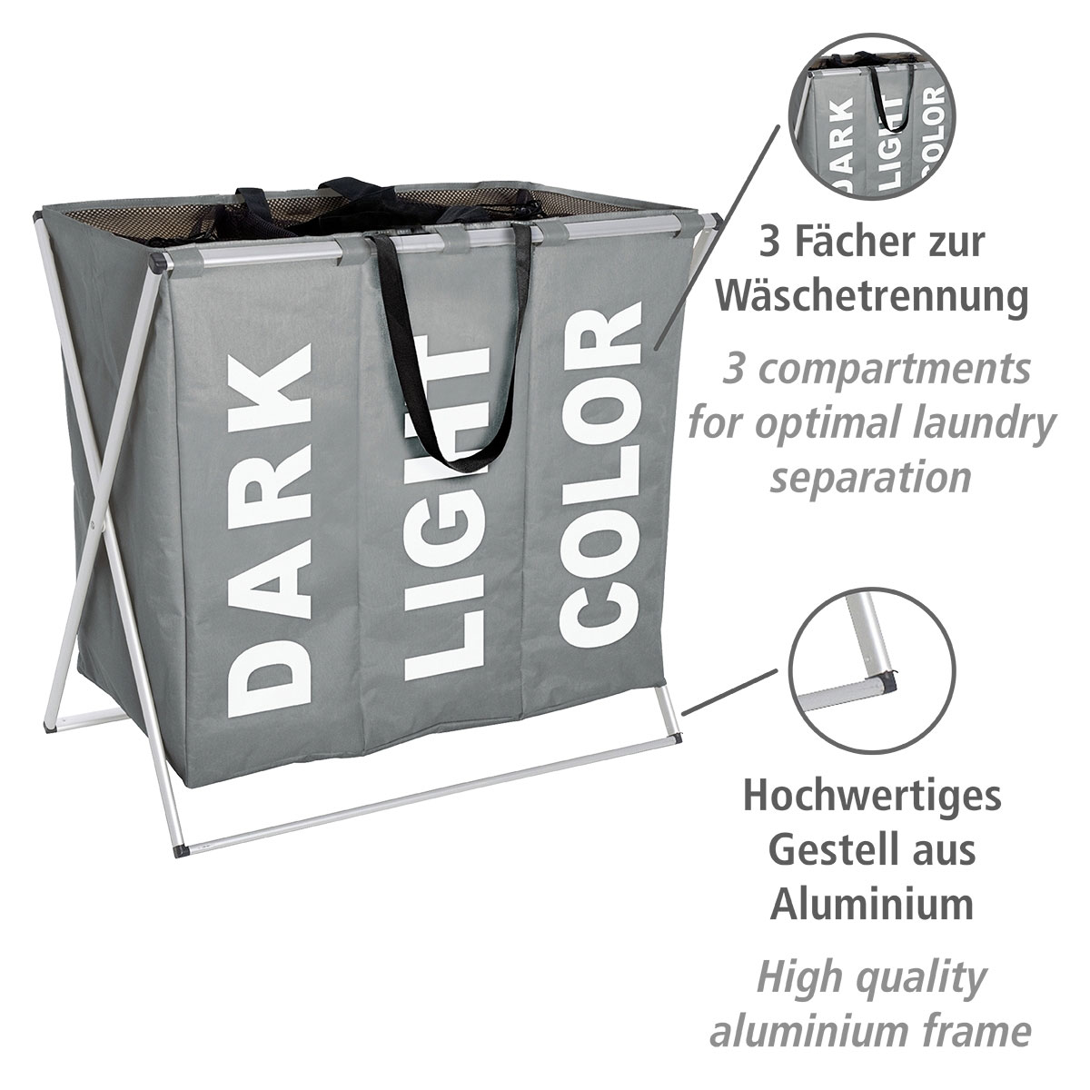 Wenko Wäschesammler Trio grau 130 l Bild 3