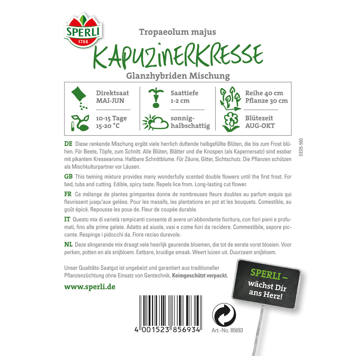 Sperli Kapuzinerkresse Glanzhybriden Mischung Bild 2