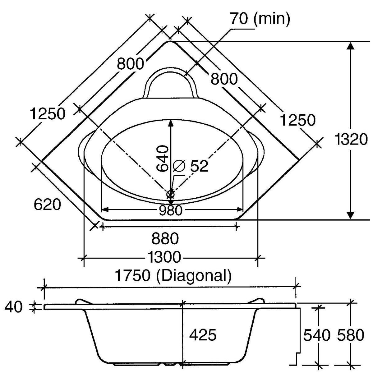 Ottofond Eckwanne Miami 125 cm weiß Bild 3