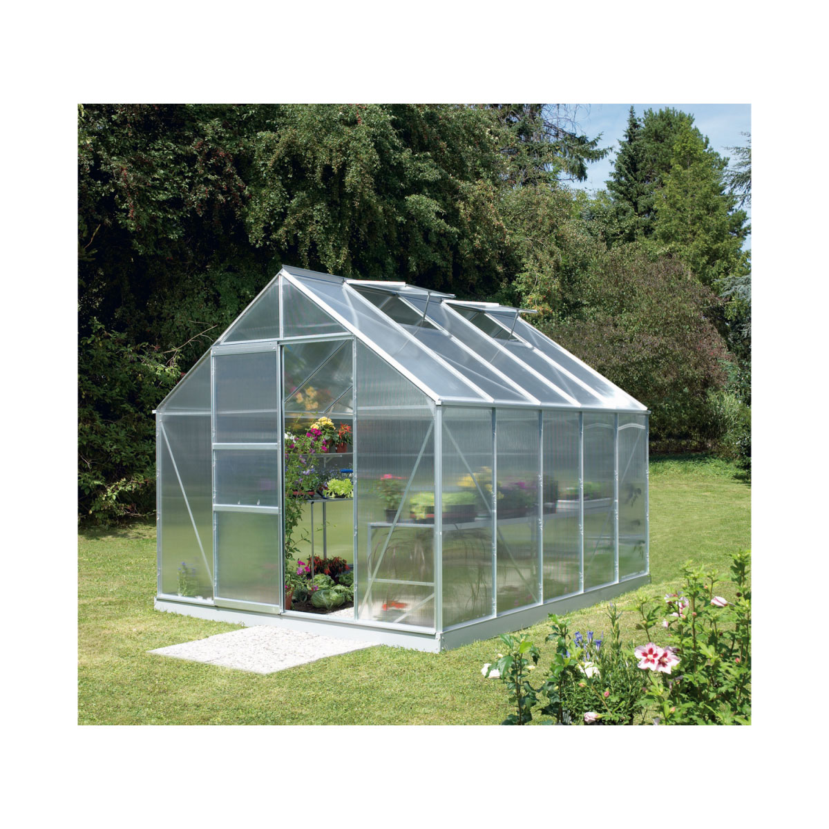 Vitavia Gewächshaus Merkur 8300 8,3m² 4 mm Hohlkammerplatte silber Bild 2