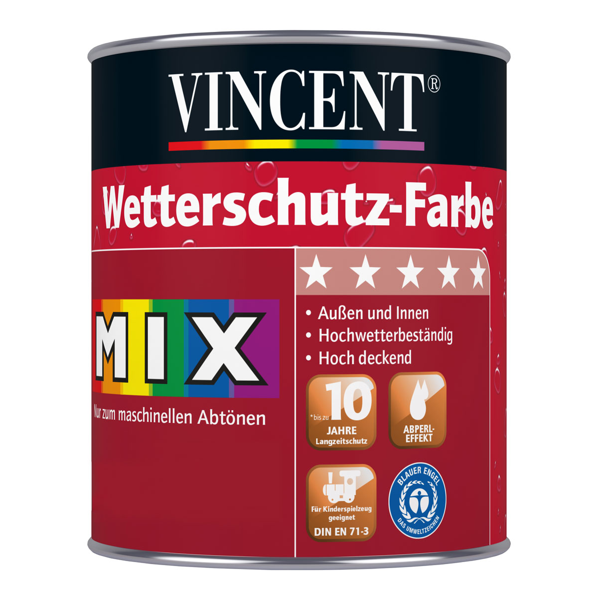 Vincent  HolzschutzWetterschutzfarbe MIX IT! seidenmatt 0,75 l