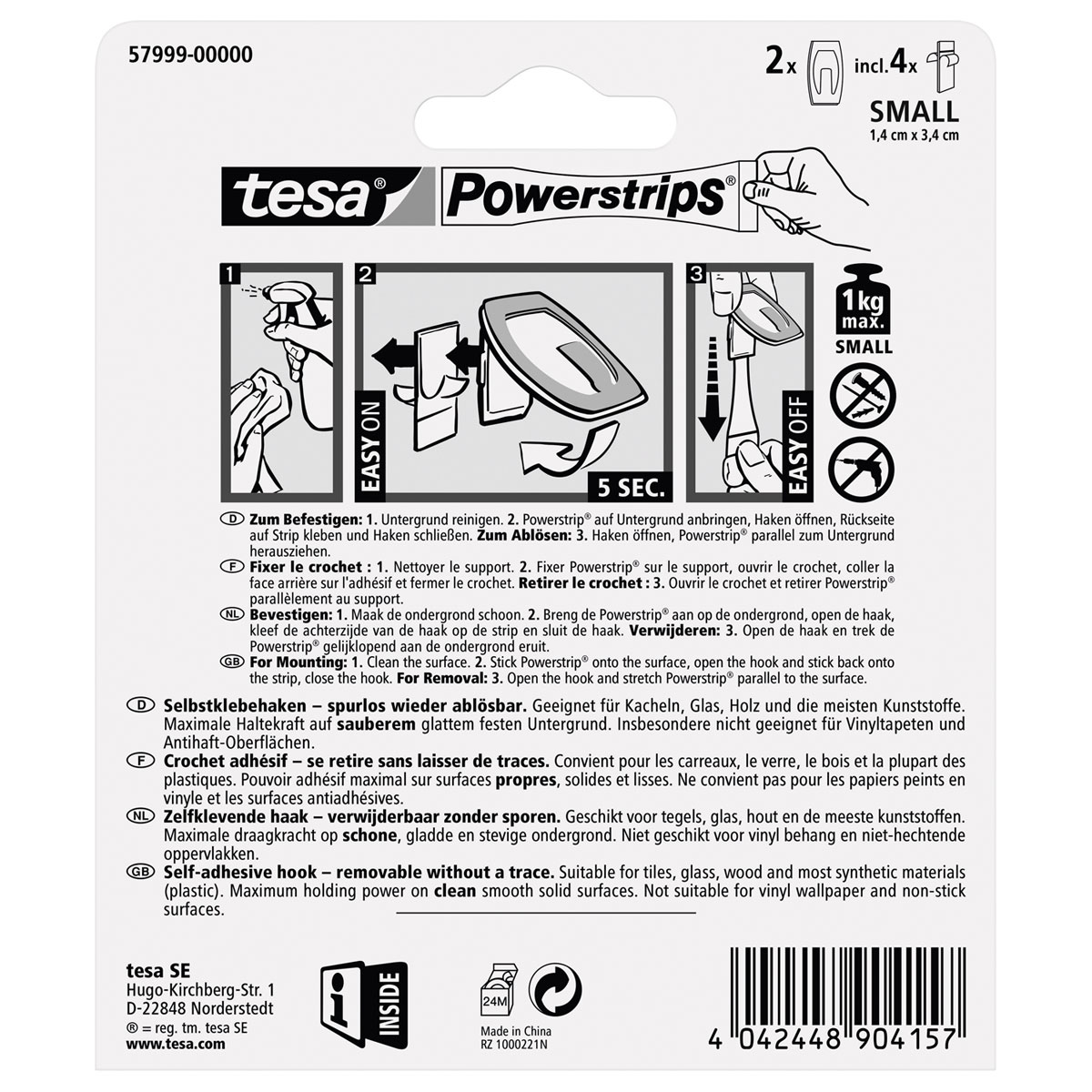 Tesa Haken Powertstripe Small Metallic 2 Haken und 4 Strips Bild 4