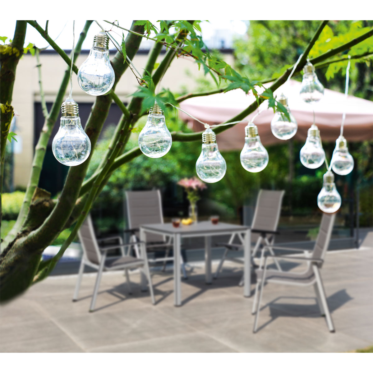 Flector Garten LED-Solar-Lichterkette Vintage inkl 10 Birnen Bild 4