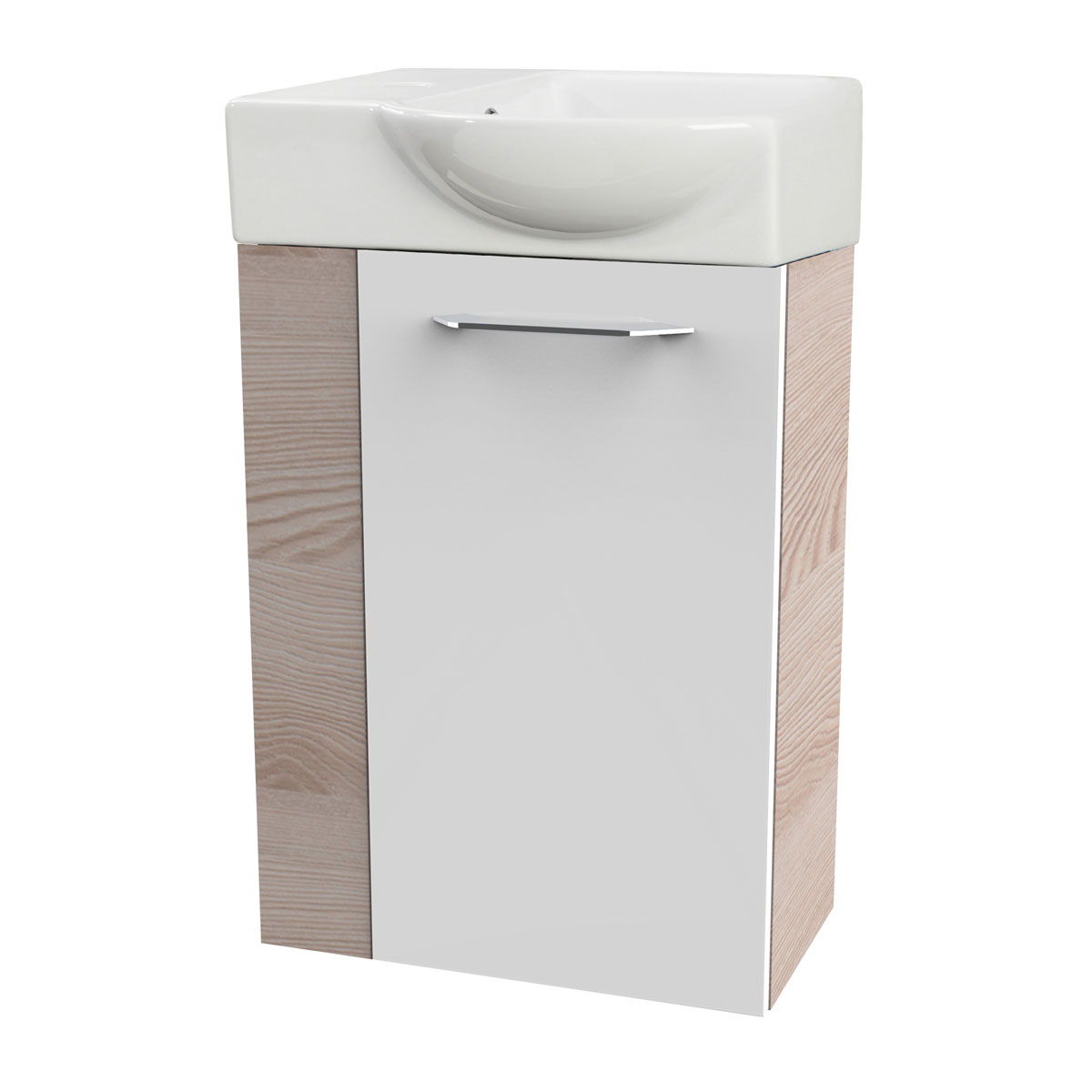 Fackelmann  Gäste-WC Waschtischunterschrank rechts SBC 440 x 600 x 243 mm Alaska-Esche/Weiß Bild 2