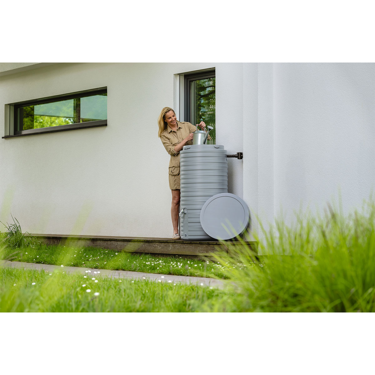 Garantia  Regentonne Nordic 2in1 300 Liter steingrau inkl. Deckel Bild 6