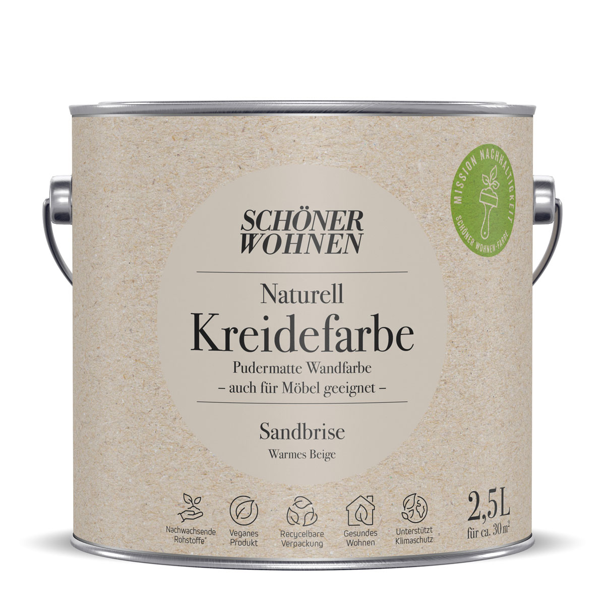 Schöner Wohnen Farbe  Naturell Kreidefarbe 2,5 L Sandbriese Bild 1