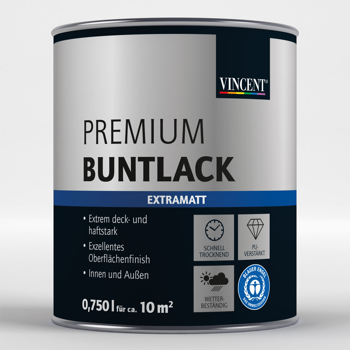 Vincent Premium Buntlack Tiefschwarz extramatt 750 ml