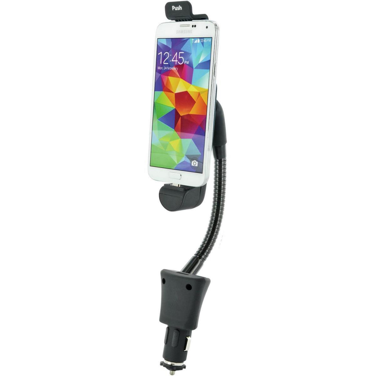 Schwaiger Smartphone-Halterung mit Mirco USB-Anschluss 12 V für Auto/KFZ/Zigarettenanzünder