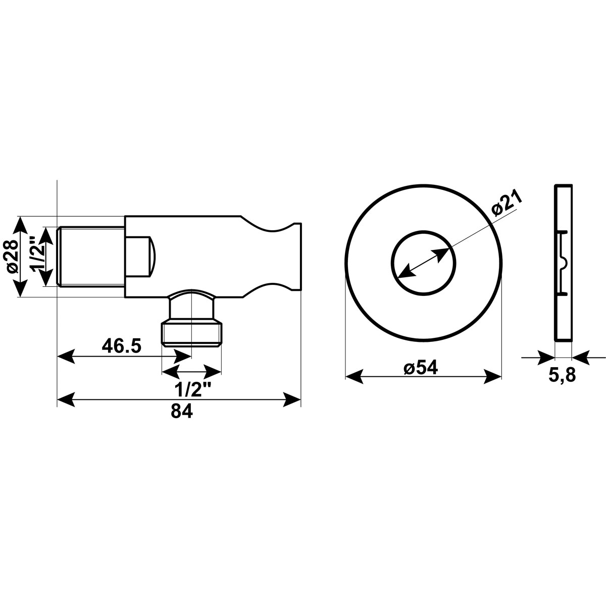 Wandanschluss mit Halter chrom Bild 3