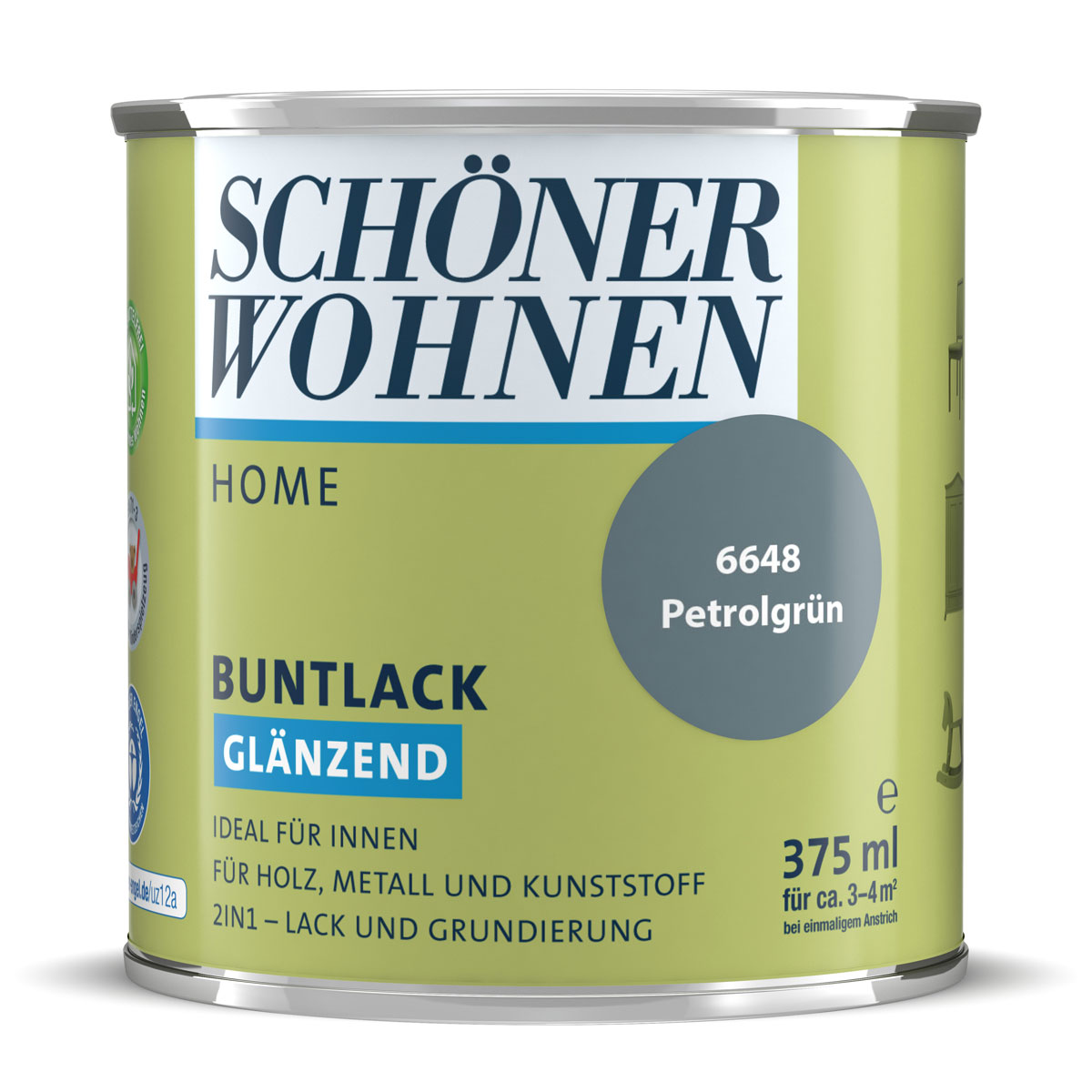 Schöner Wohnen Farbe Buntlack Home petrolgrün glänzend 375 ml Schöner Wohnen Farbe Buntlack Home petrolgrün glänzend 375 ml