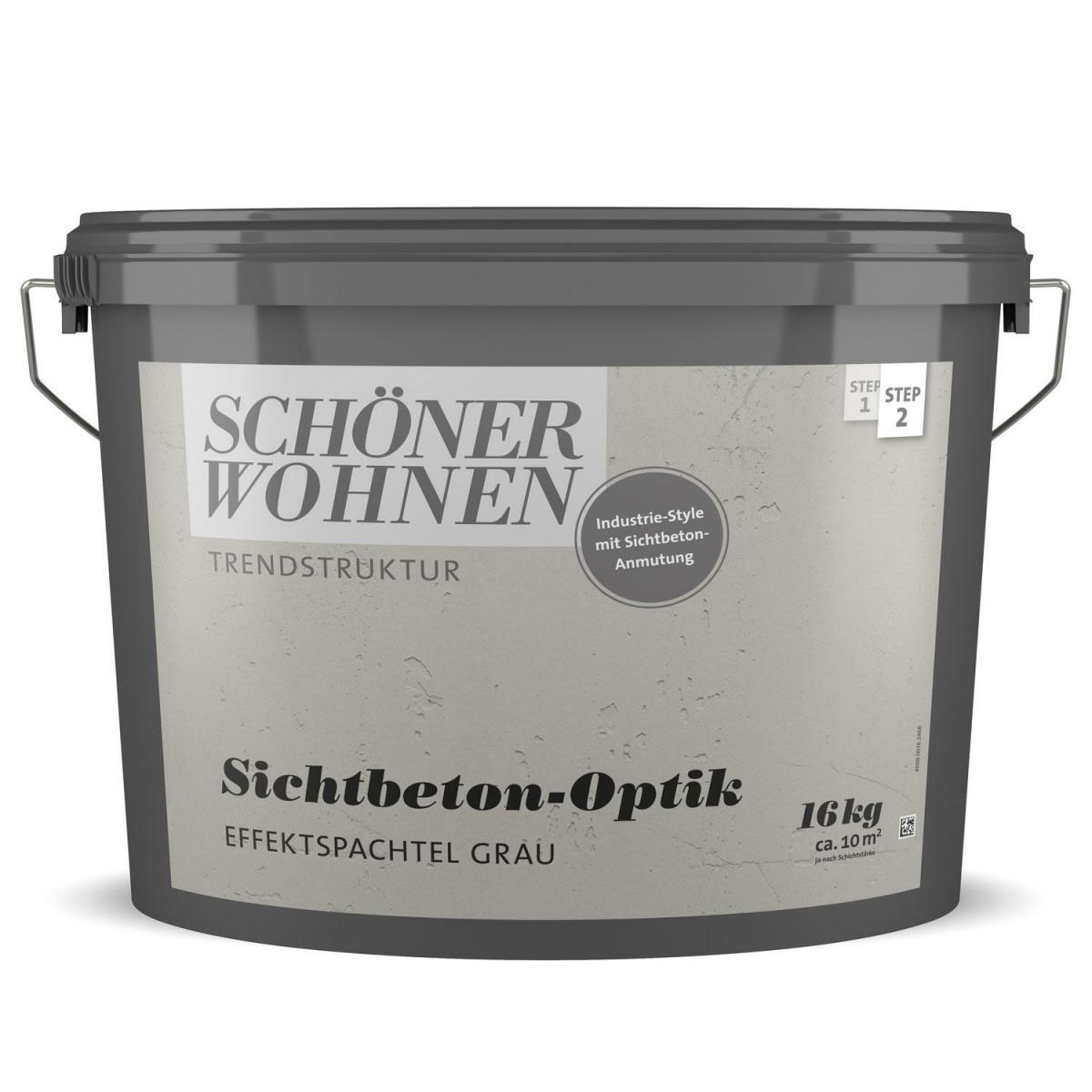 Schöner Wohnen Farbe Sichtbeton-Optik Effektspachtel 16 kg grau Schöner Wohnen Farbe Sichtbeton-Optik Effektspachtel 16 kg grau