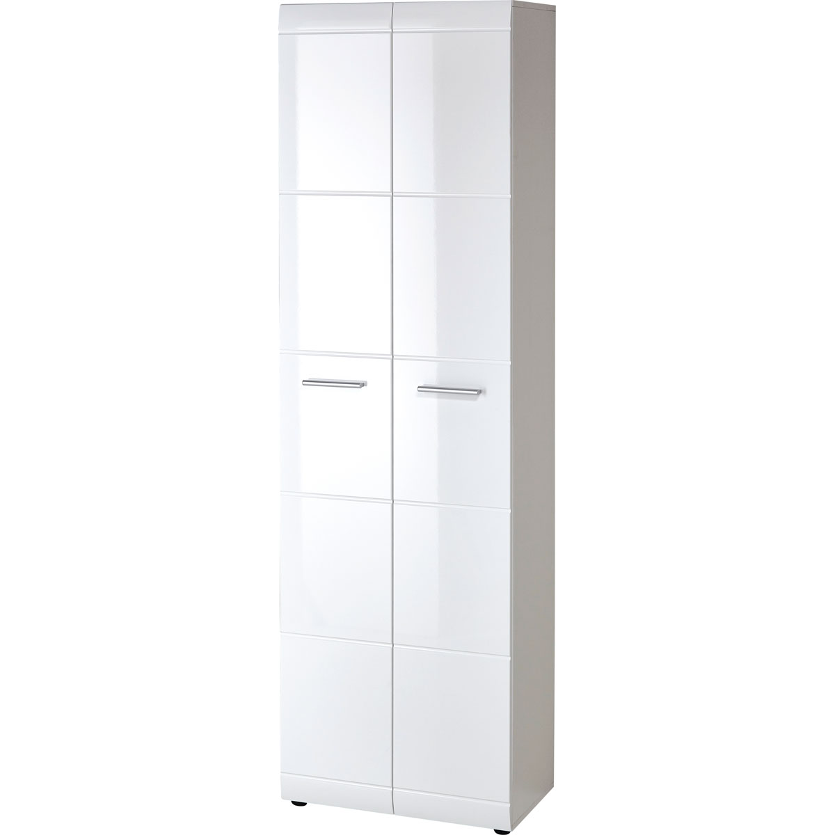 Garderobenschrank Adison Fronten in Hochglanz mit Rillenfräsung 59 x 197 x 37 cm weiß Bild 1