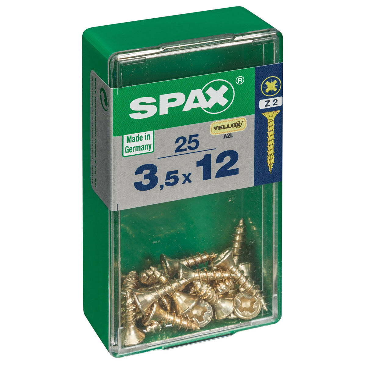 Spax Universalschrauben Yellox Senkkopf 3,5 x 12 S 25 Stück Bild 2