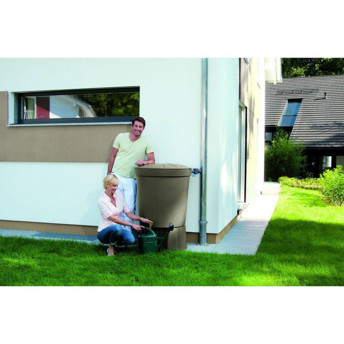 Garantia Regentonne SIENA rund 300 L taupe inkl Deckel und Auslaufhahn Bild 2