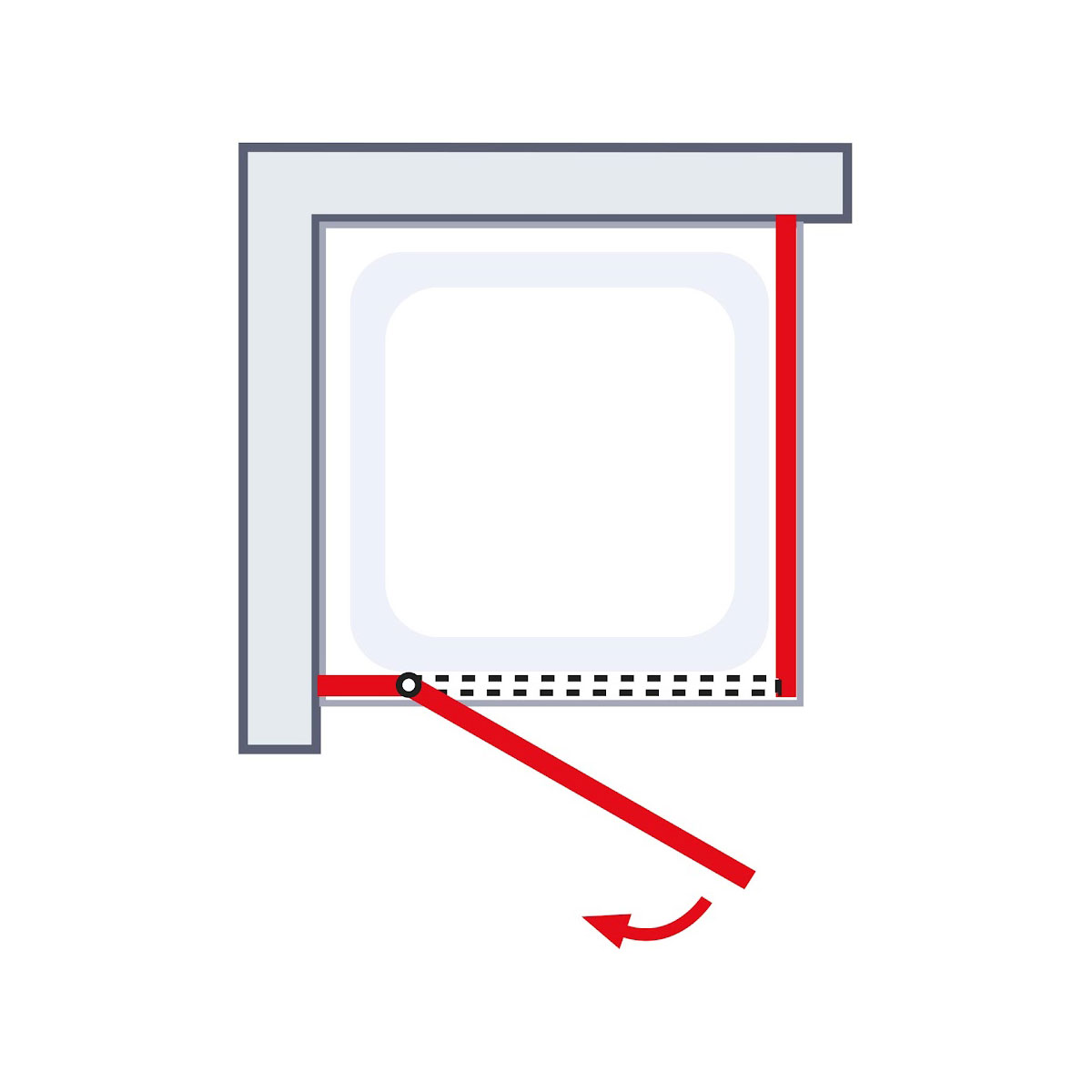 Schulte Drehtür MasterClass inkl Seitenwand Montage auf Fliesen links Bild 7