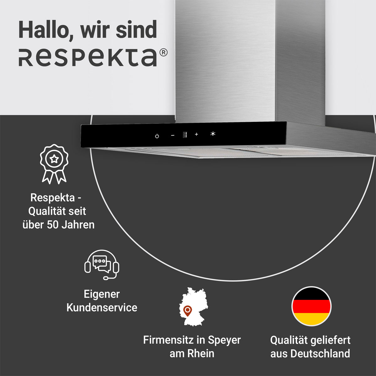respekta Haube Edelstahl 60cm EEK A++9 Leistungsstufen LED-Beleuchtung Bild 9