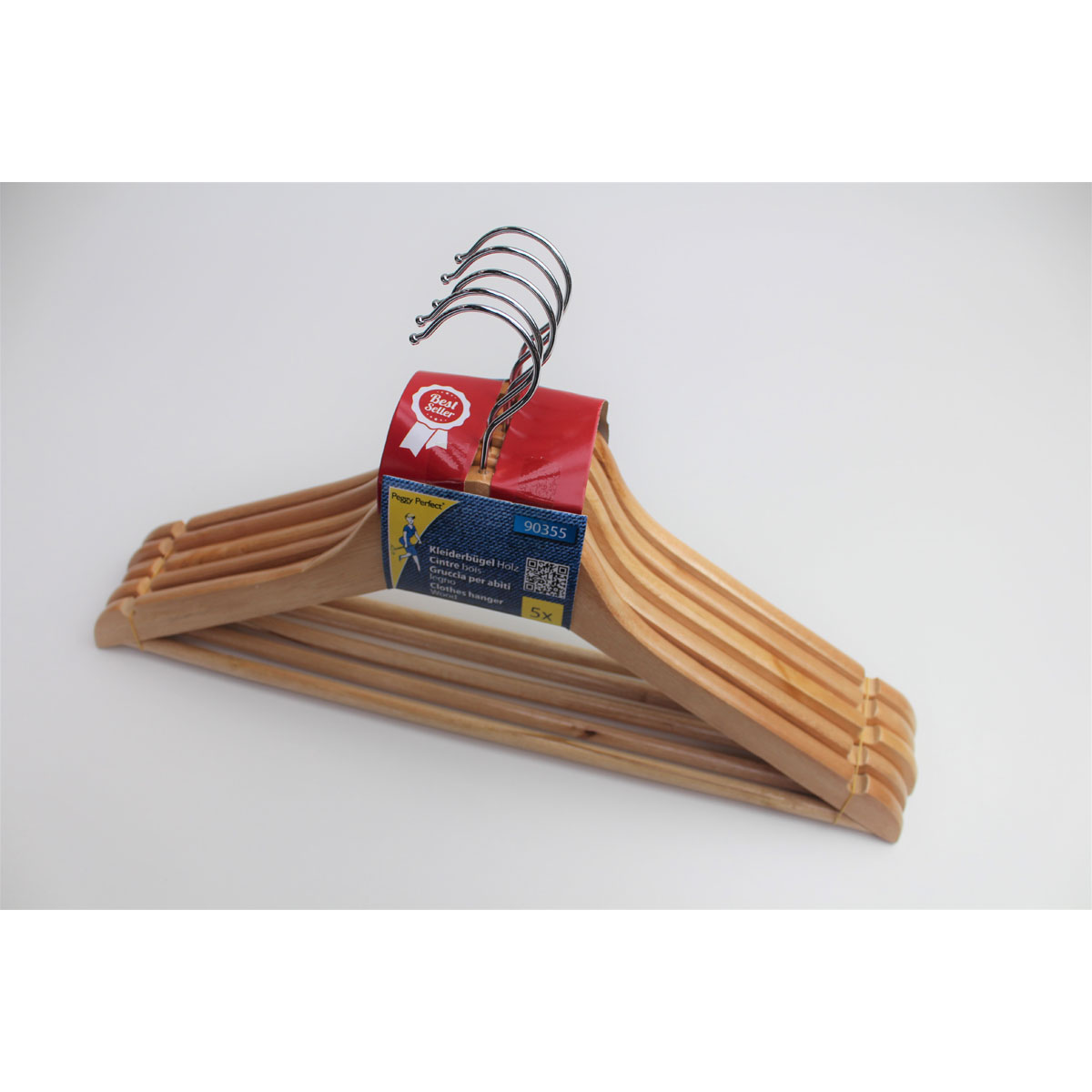 Peggy-Perfect Holzkleiderbügel mit Steg 5er Pack