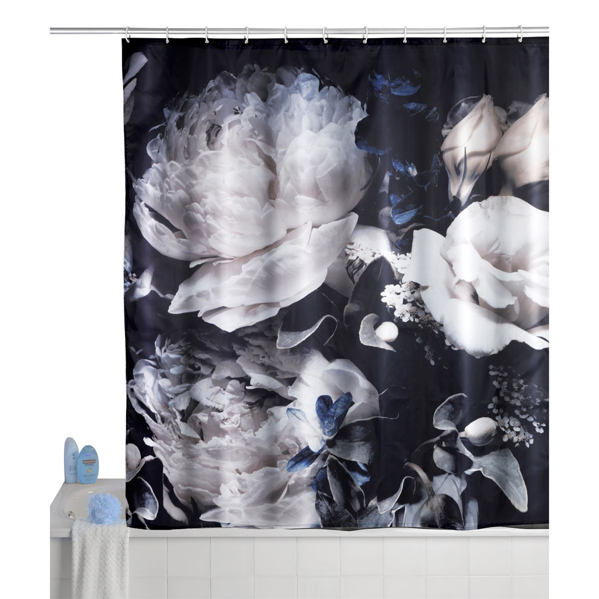 Wenko  Anti-Schimmel Duschvorhang Peony Textil Polyester 180 x 200 cm waschbar Bild 2