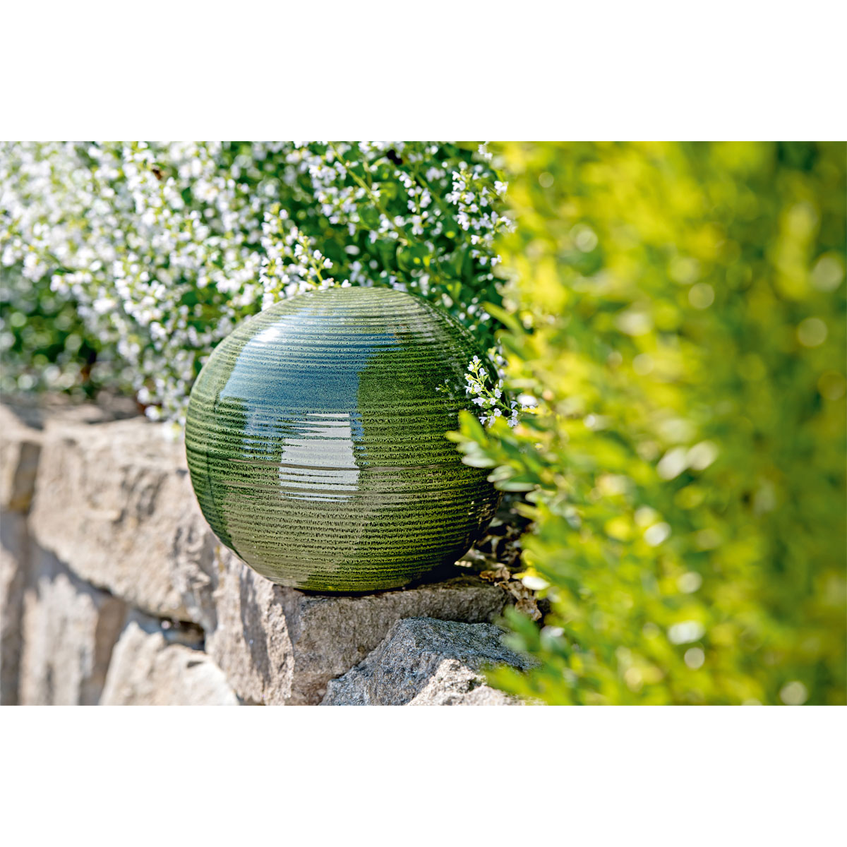 Haveson Dekokugel Feine Rille Durchmesser 15 cm grün Bild 2