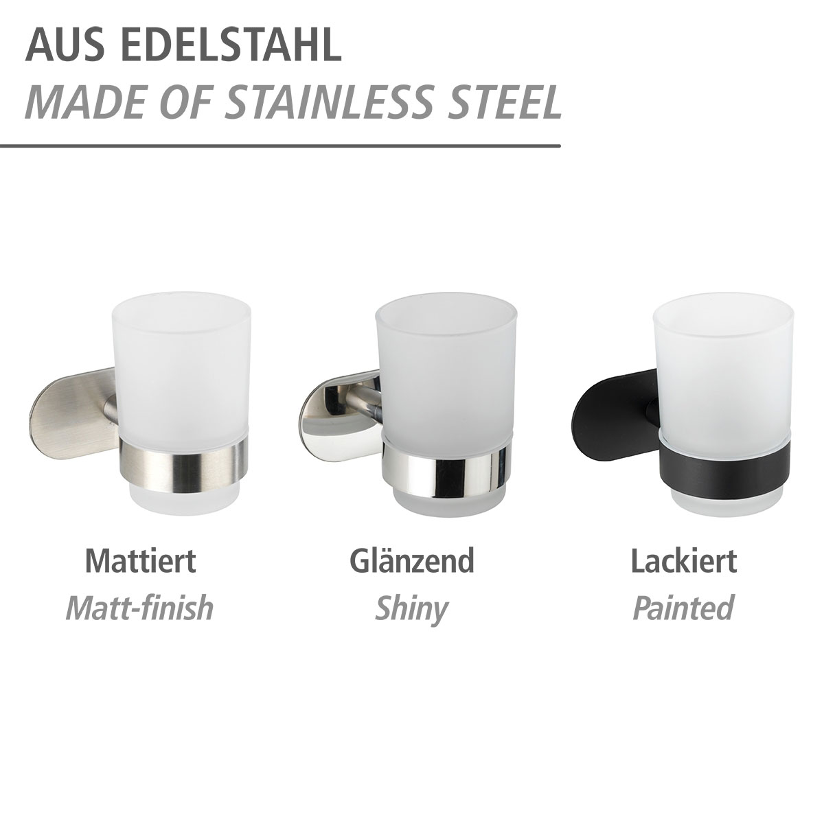 Wenko  Turbo-Loc Edelstahl Zahnputzbecherhalter Uno Orea Black Matt Zahnbürstenhalter Befestigen ohne bohren Bild 5