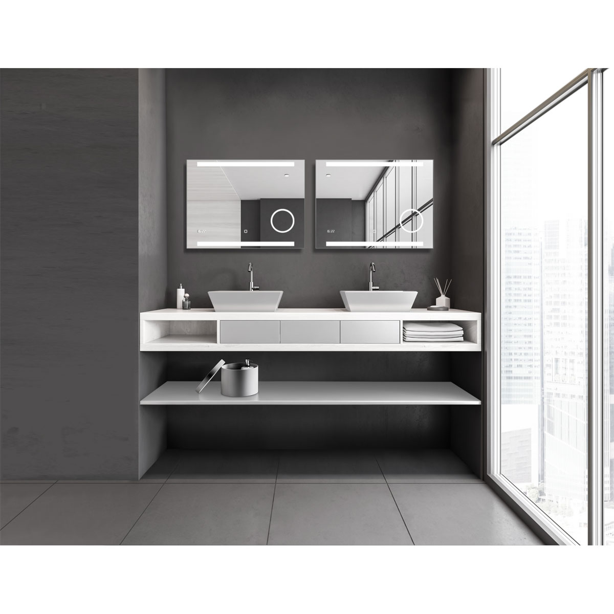 DSK  Design LED Lichtspiegel Silver Rey 80 x 60 cm Bild 4