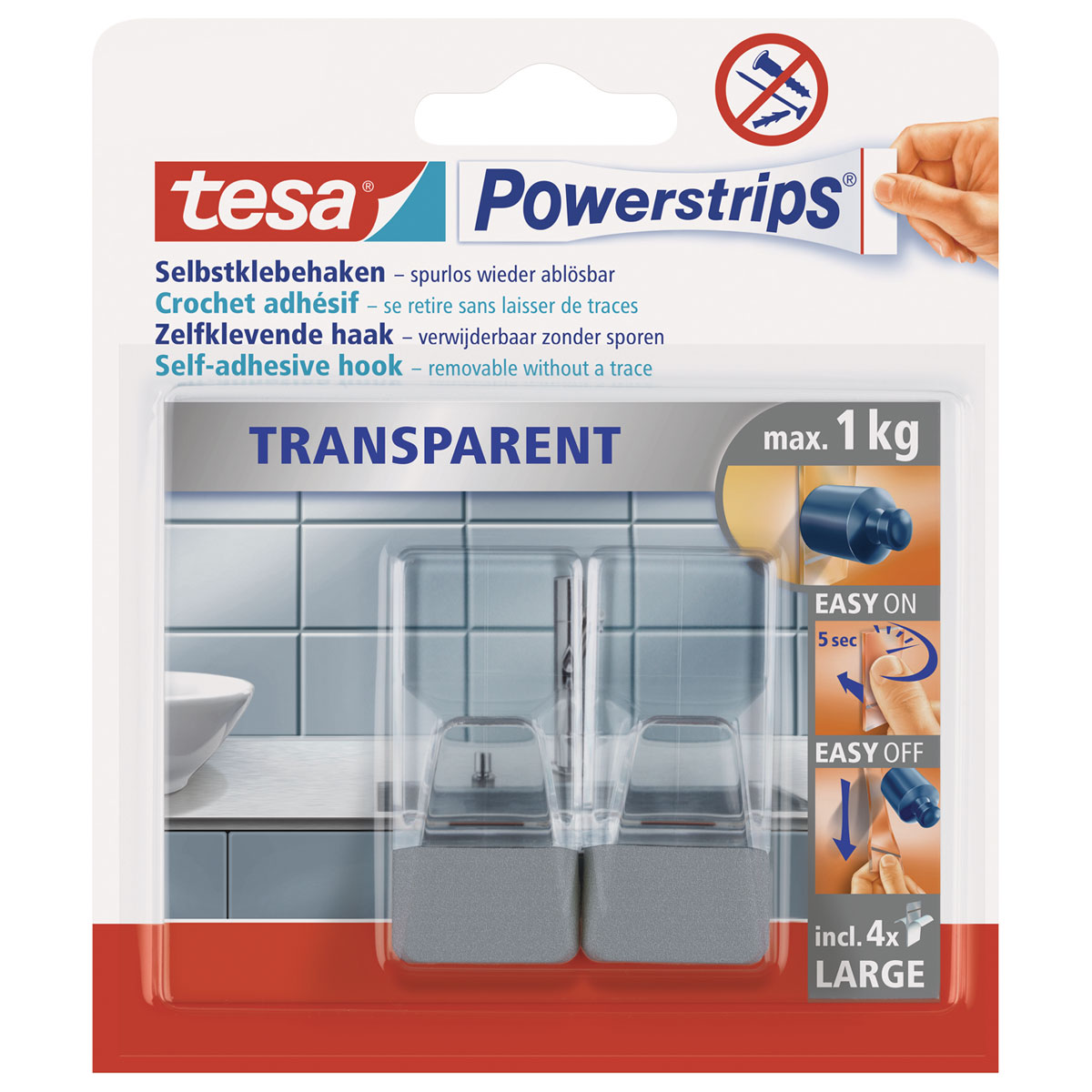Tesa Powerstrips transparent matt chrome Bild 1