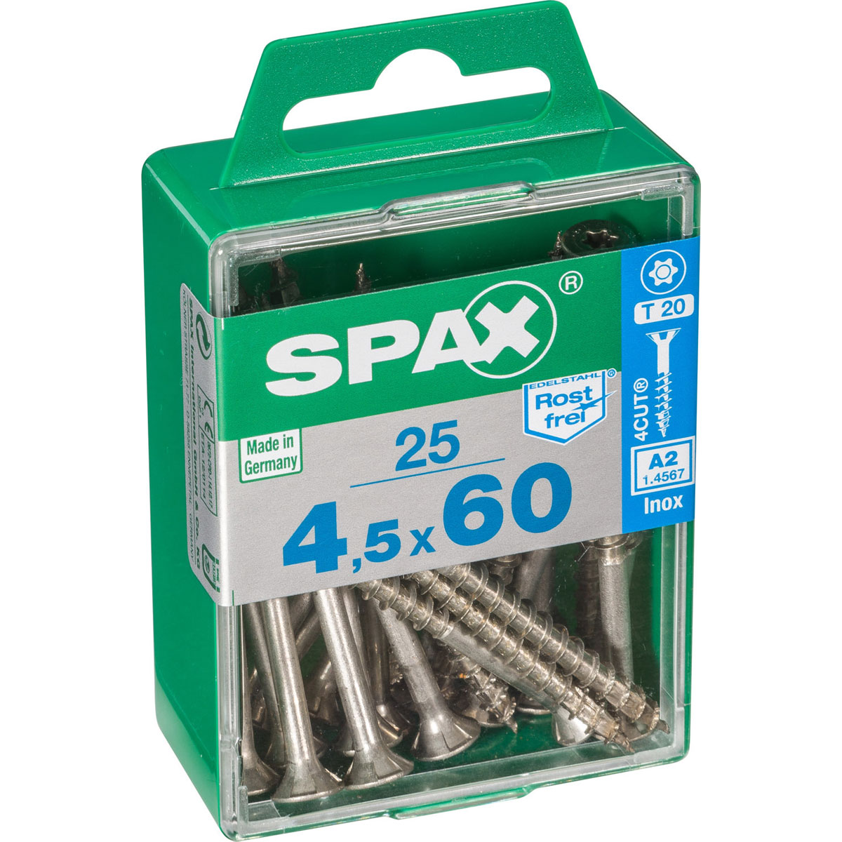 Spax Edelstahlschrauben Senkkopf 4,5 x 60 M 25 Stück Bild 2