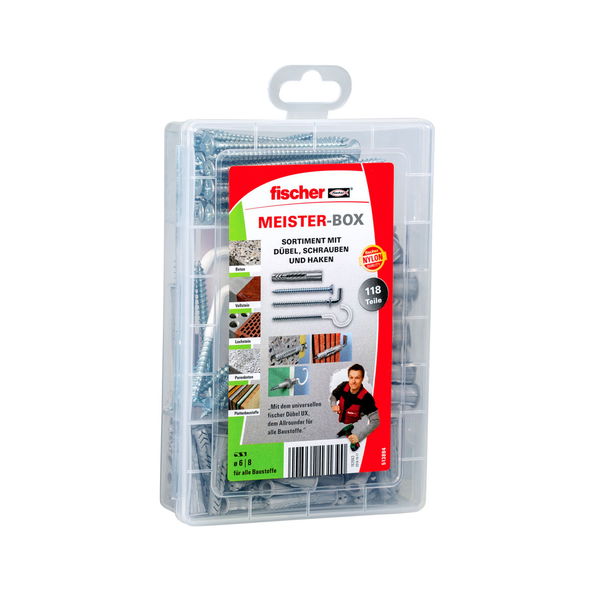Fischer  Sortimentsbox UX mit Schrauben und Haken 118-teilig Fischer  Sortimentsbox UX mit Schrauben und Haken 118-teilig