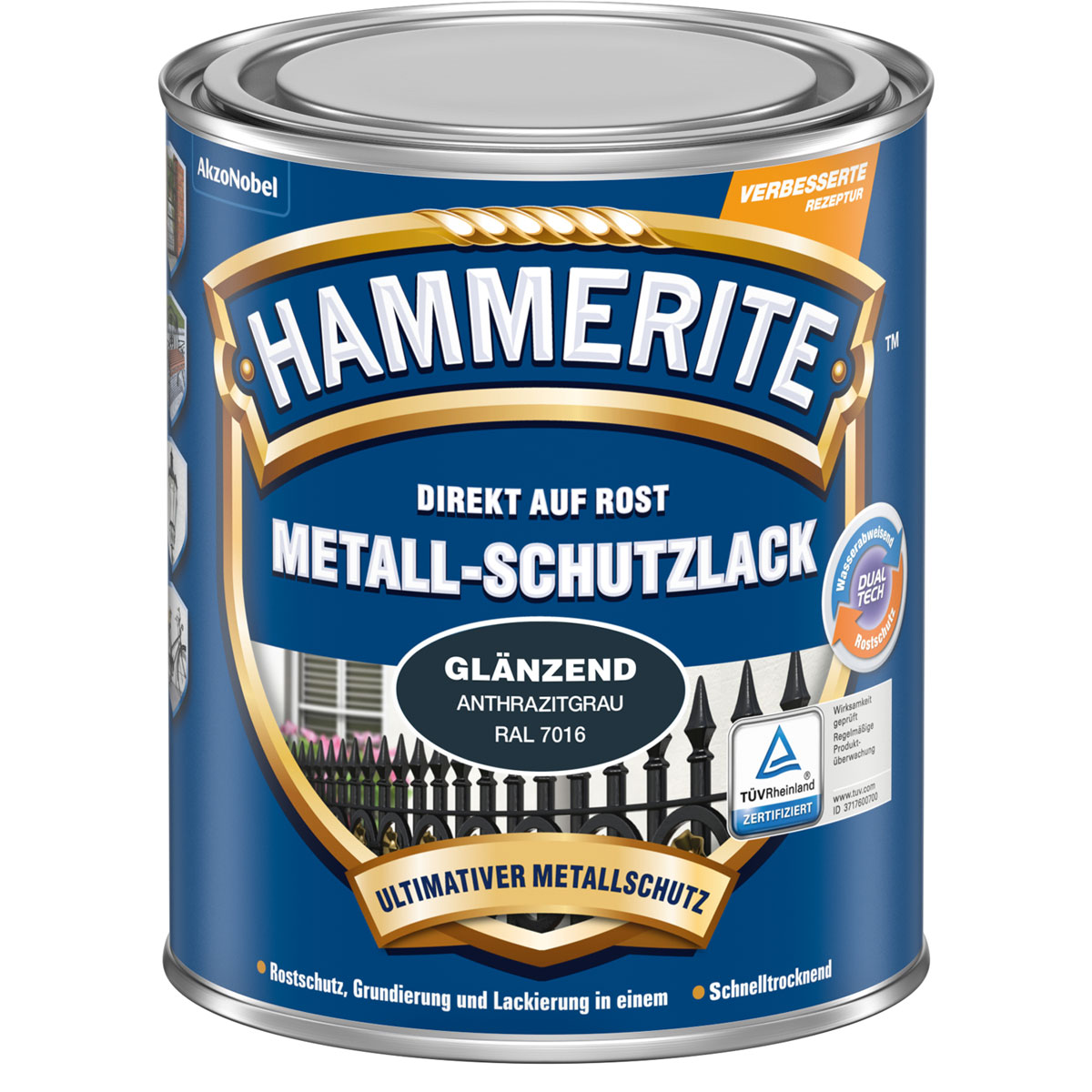 Hammerite Metallschutzlack dunkelgrau Hammerschlag 750 ml