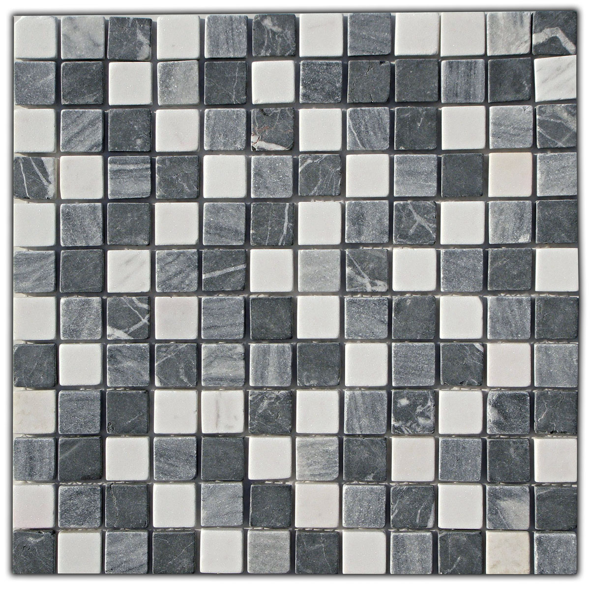 Mosaik Marmormatten 23/23 grau-weiß 30 x 30 x 0,8 cm