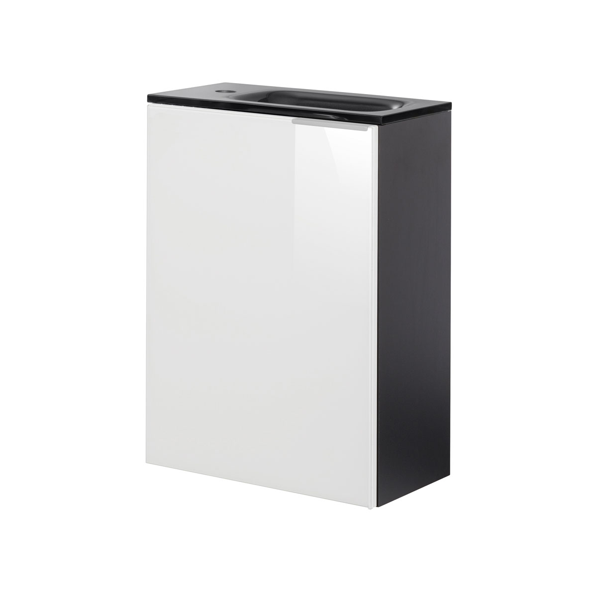 Fackelmann  Gäste-WC Waschtischunterschrank links SBC 440 x 600 x 243 mm anthrazit/lackiertes Glas Weiß Bild 3