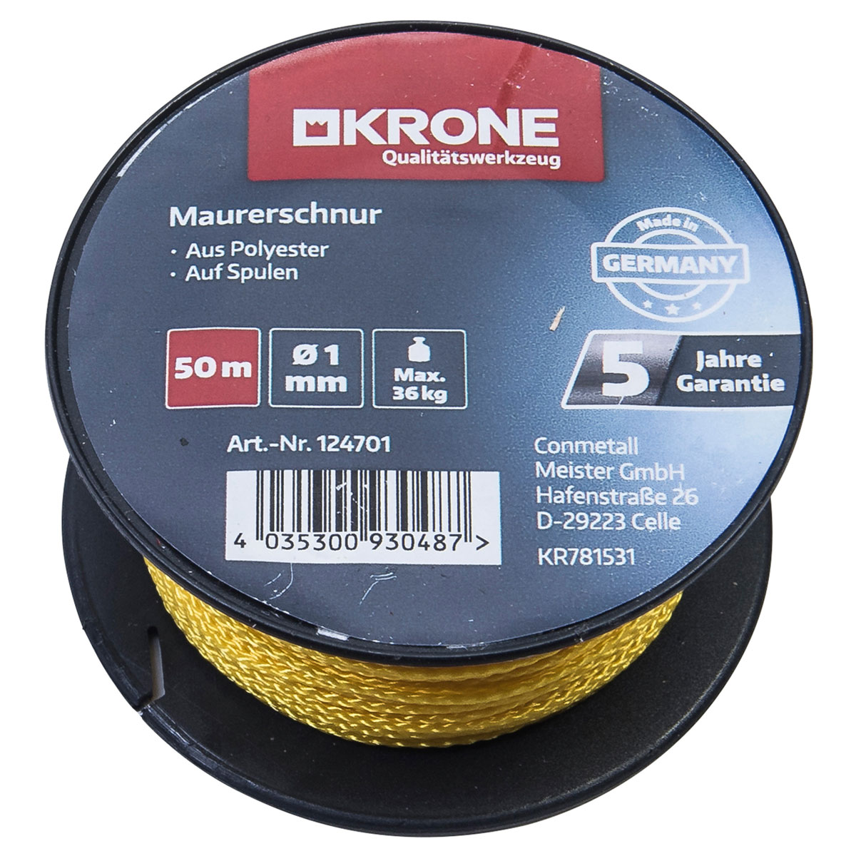 Krone  Maurerschnur 1,0 mm-50m neon-rot