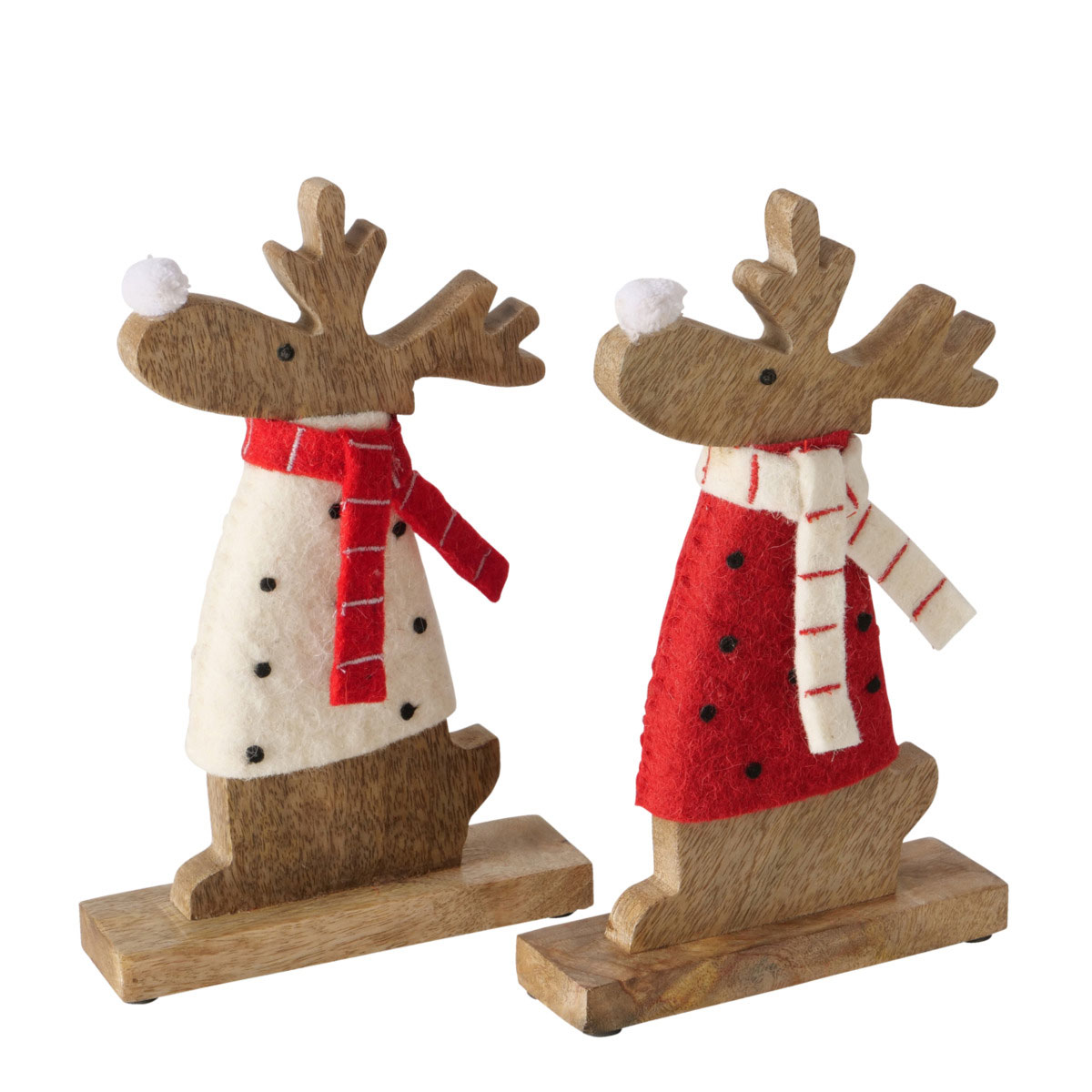 Figur Irschel sortiert Hirsch 15 x 4,5 x 25 cm cremeweiß rot Textil Holz