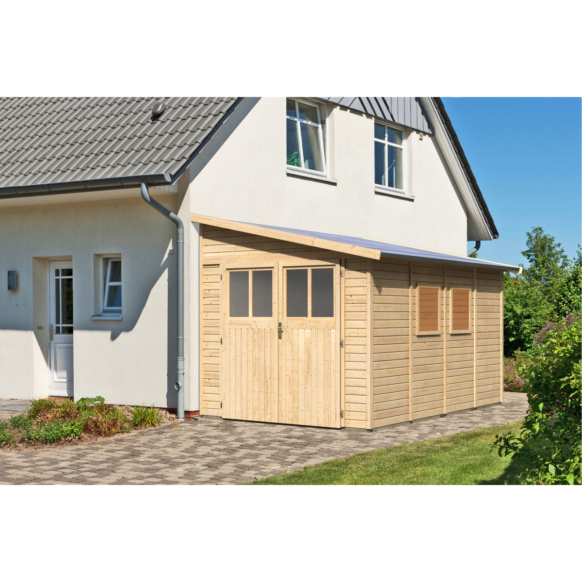 Karibu Gerätehaus Bomlitz 4 naturbelassen 238 x 355 cm