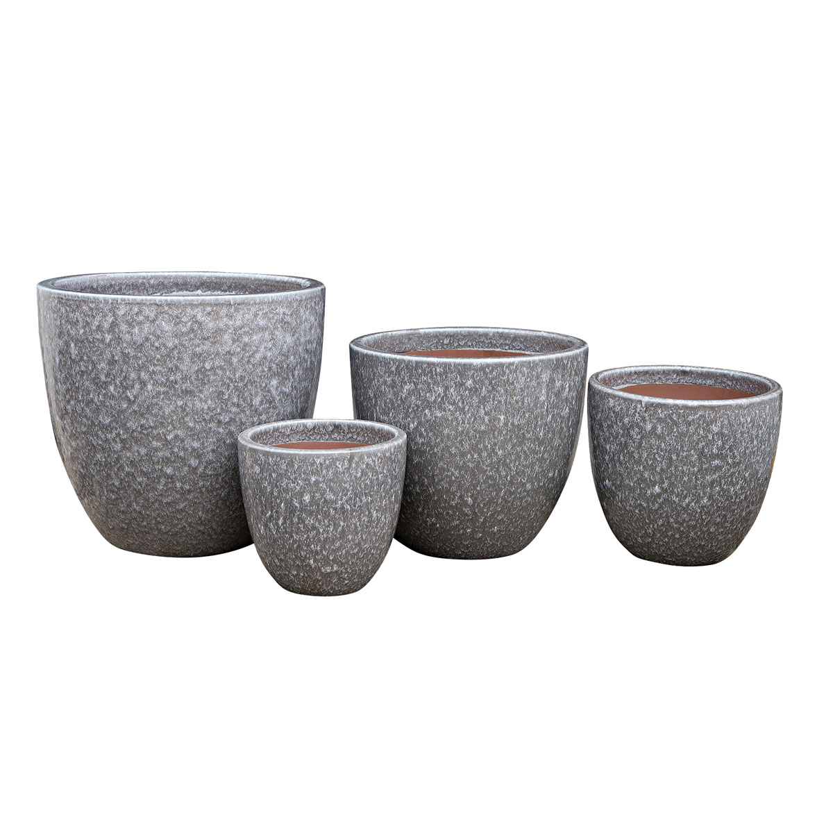 Haveson Pflanztopf Eggpot glasierter Stein hellgrau 34 x 34 x 30 cm Bild 2